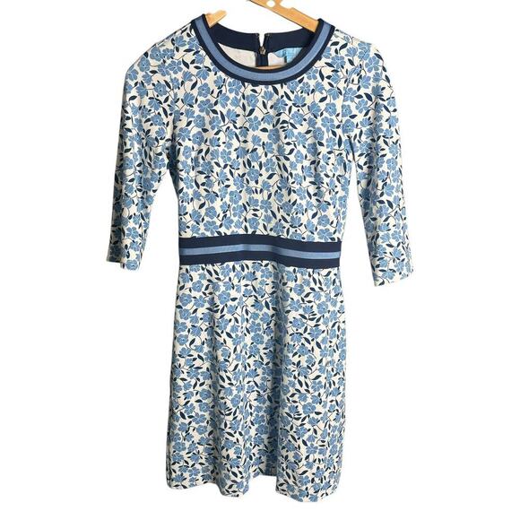 Draper James Persley Ponte Dress Blue Multi Magnolia Vines Size XS - Picture 4 of 8